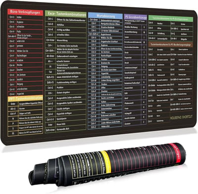 XXL Muismat - Bureauonderlegger - Software Shortcuts - Waterdicht Antislip - 90x40 cm - Duits