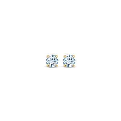 New Bling 9NBG-0563 Gouden Oorknopjes met Zirkonia 3mm - Licht Blauw - Rond - 14 Karaat - Goud