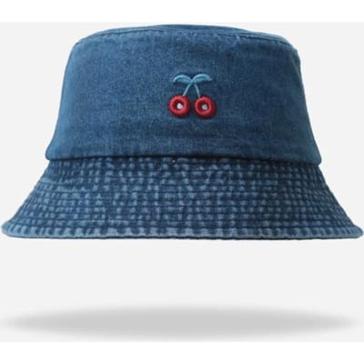 Petit Chapeau de Pêcheur en Jean Cerise pour Femmes Été Protection Solaire Chapeau Bob Polyvalent Amincissant Visage Chapeau Bob Printemps 58 blue