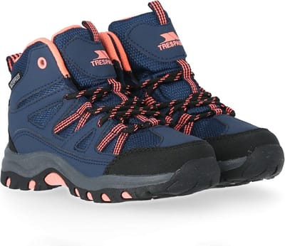 Trespass Childrens/Kids Gillon Mid Cut Walking Boots (Navy/Neon Coral)