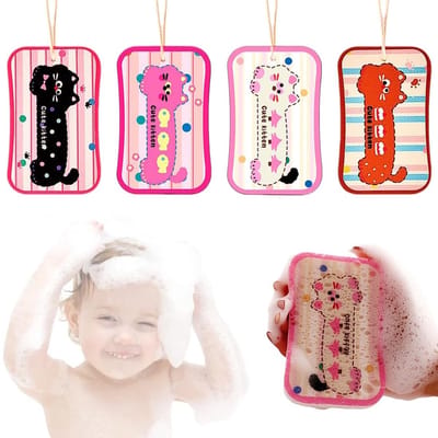 Dailygoods- Babyspons 4 Stuks - Hydrofiele Spons - Konjac Spons - Natuurspons - Badsponsen met Scrubzijde - Willekeurige Stijl - Badspons