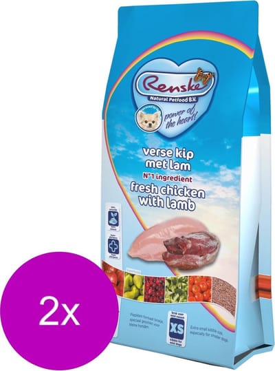 Renske Adult Mini - Hondenvoer - 2 x Kip Lam 2 kg