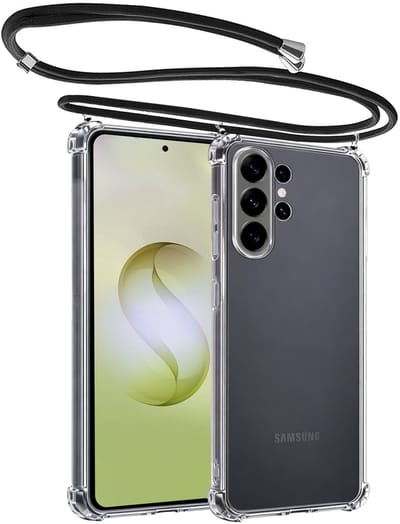 Hoesje - Geschikt voor Samsung Galaxy S26 Ultra - Met Koord - Shock Proof - Siliconen Case - Back Cover - Telefoonkoord - Telefoon Hoes Shockproof - Telefoonketting - Telefoonhoesjes - Transparant