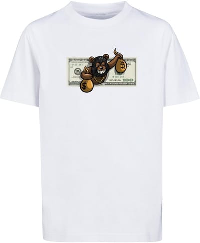 Mister Tee - Money Bear Kinder T-shirt - Kids 110/116 - Wit
