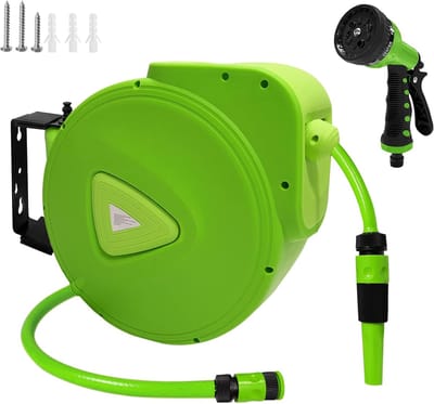 Slanghaspel Mobiel - Automatische oproller - Tuin Besproeien - 180° Draaibaar - 20m + 2m - Groen