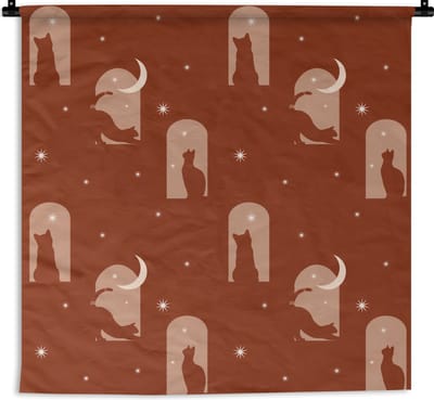 Wandkleed - Wanddoek - Sterren - Kat - Design - 180x180 cm - Wandtapijt