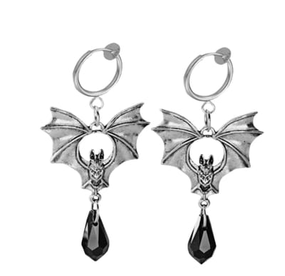 Klem oorbellen- Vleermuis -zilverkleur -5.5 cm- geen gaatjes- Charme Bijoux