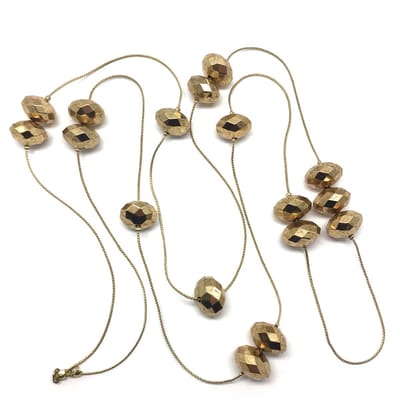 Behave ketting - lange vintage kralen ketting - goudkleur - 135 cm