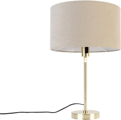 QAZQA parte stof - Design Tafellamp met kap - 1 lichts - H 68 cm - Goud/messing - Woonkamer | Slaapkamer | Keuken