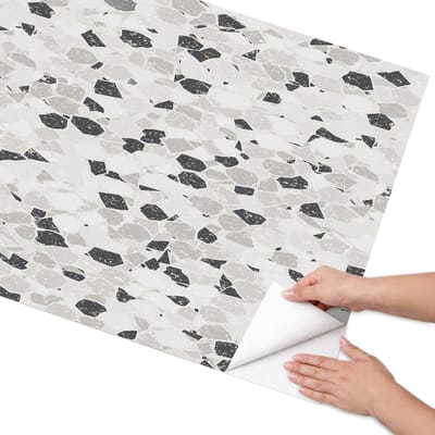Coloray Meubel Wrap Folie - Grijs Meubelfolie - 75x150 cm - Wrapfolie Keuken Mozaïek van abstractie - Decoratiefolie - Abstract Meubelfolie - Meubel Wrap Folie - Woonkamer decoratie - Achtergronden en patronen