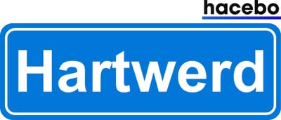 Hacebo - Plaatsnaam Sticker - 29x10 CM - Hartwerd sticker - Verkeersborden sticker - grappige cadeaus - Hartwerd