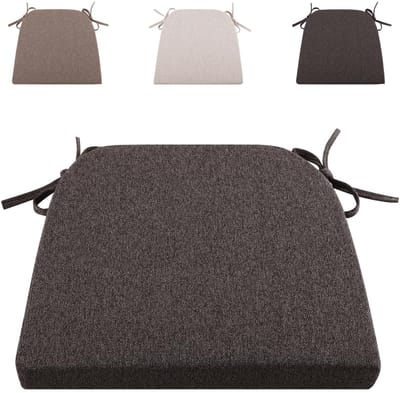 Dailygoods- Zitkussen 43 x 41 cm - Tuinstoelkussen - Buiten - Rotanstoelen - Donkergrijs - Met linten - Schuim met luchttijd - Tuinkussen