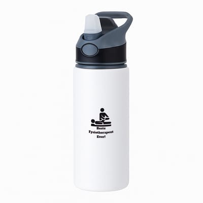 Hacebo® - Beste fysiotherapeut waterfles met rietje zwart - Beste fysiotherapeut - therapeut - cadeau - water fles - 650ML