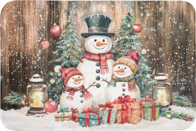Badmat 90x60 cm - Antislip - Sneeuwpop - Familie - Kleurrijk - Badmatten voor badkamer - Badkamermat - Douchemat - Badkamer mat