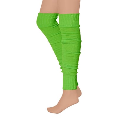 Apollo - Overknee beenwarmers - Fluor Groen - One Size - Feestkleding - Beenwarmers carnaval - Warme Beenwarmers