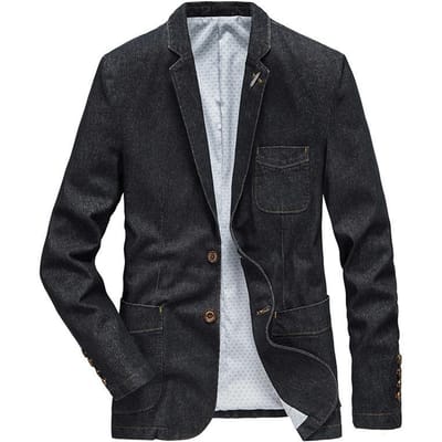 Gereedschap Denim Pak Jas Heren Lente en Herfst Grote Maat Casual Pak Revers Slim Jas Jas 3XL black