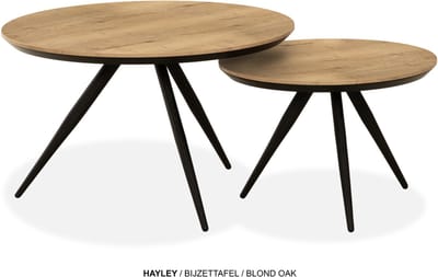 Maxfurn - Set van 2 ronde salontafels met verjongde rand | kleur: Blond oak