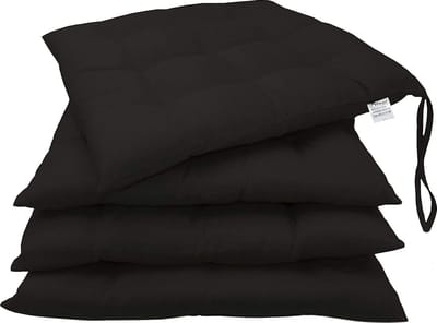 Stoelkussen - Zitkussen - Zwart - Eetkamer - Stoelkussens - Binnen - Stoelkussen 40x40 - 4 Stuks