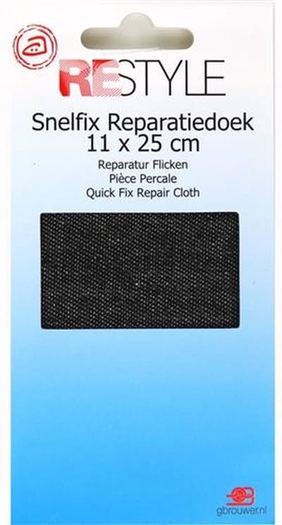 Restyle Snelfix reparatiedoek jeans 11 x 36 cm opstrijkbaar Zwart
