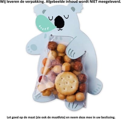 10x Uitdeelzakjes Koala Beer Design 6 x 11 cm - Cellofaan Plastic Traktatie Kado Zakjes - Karton - Snoepzakjes - Koekzakjes - Koekje - Cookie Bags