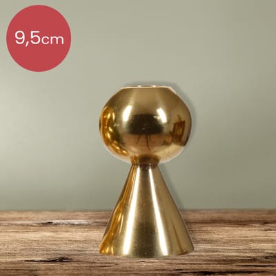 Gouden aluminium kegel kandelaar voor 1 kaars - 9,5 cm - kerstdecoratie - kerst - luxe - voor dinerkaarsen
