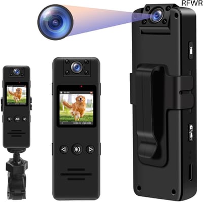 RFWR® Bodycam 1080p HD met 120° Groothoek en Nachtzicht - Bewegingsdetectie en Draaibare Lens