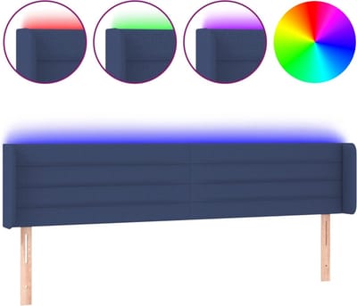 vidaXL - Hoofdbord - LED - 163x16x78/88 - cm - stof - blauw