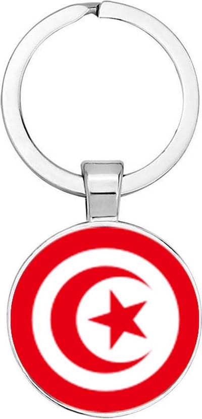 Akyol - Tunesië vlag Sleutelhanger - tunesië - iemand die houdt van reizen - vakantie - landen - vlag - reizigers - cadeau - geschenk - gift - kado - verassing - 2,5 x 2,5 CM