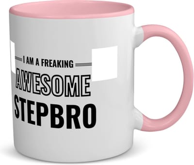 Akyol - i am a freaking awesome stepbro koffiemok - theemok - roze - Broer - de meest geweldigste stiefbroer - verjaardagscadeau - verjaardag - cadeau - cadeautje voor broer - broer artikelen - kado - geschenk - gift - 350 ML inhoud