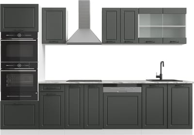 Vicco R-Line Complete keukeneenheid – 300 cm met hoge kast, zonder werkblad Antraciet landhuis/wit