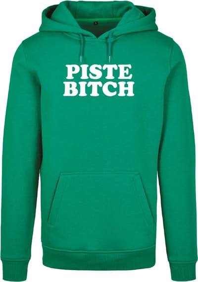 Piste Bitch wintersport hoodie groen S - soBAD. | Foute apres ski outfit | kleding | verkleedkleren | wintersporttruien | wintersport dames en heren