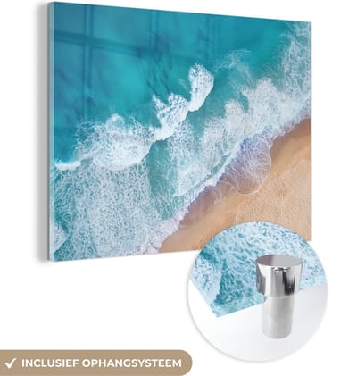 MuchoWow® Glasschilderij 120x90 cm - Schilderij acrylglas - Strand - Water - Zee - Foto op glas - Schilderijen