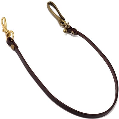 Punk Stijl Broekketting Handgemaakt Lang Koeienhuid Effen Echt Leer Sleutelhanger Jean Portemonnee Ketting black