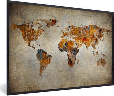 Poster in lijst - Fotolijst 120x80 cm - Posters - Wereldkaart - Vintage - Abstract - Kinderen - Jongens - Meisjes - Posterlijst zwart - Decoratie - Wanddecoratie woonkamer - Muurdecoratie slaapkamer