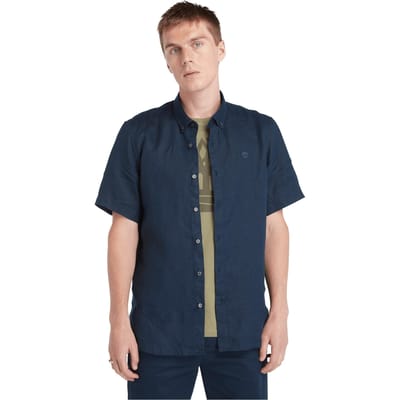 Timberland Mill Brook Linen Short Sleeve Shirt Dark Sapphire Maat: S | Casual Overhemden Outlet | Heren | Blauw