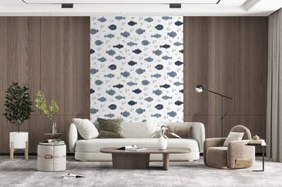 Behang - Fotobehang Patronen - Jongens - Vissen - Kinderen - Breedte 200 cm x hoogte 300 cm