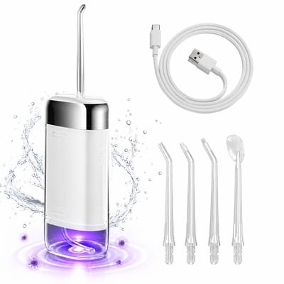 NAXSIR Elektrische monddouche - Waterflosser - Draadloos - 230 ml - USB-C Oplaadbaar - 4 Opzetstukken - Voor Mondreiniging