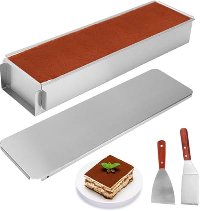 Rechthoekige Bakvorm met Roestvrijstalen Deksel en 2 Spatels voor Taarten, Brood en Toast - Ideaal voor Bakliefhebbers en Professionele Koks