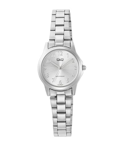 Q&Q C56A-004PY - Horloge - Polshorloge - Analoog - Dames - Vrouwen - stalen band - Metaal - Rond - Cijfers - Zilverkleurig