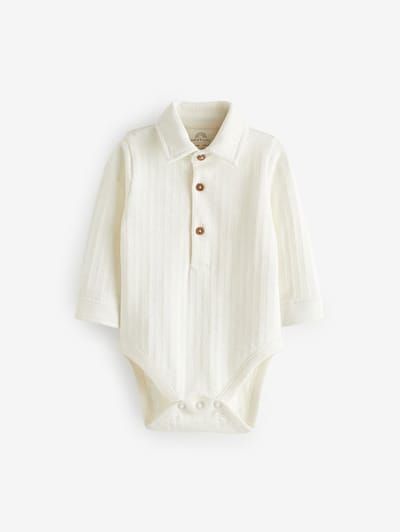Next - Jongens - Baby Bodysuit met textuur en overhemd - Wit