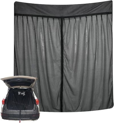 Achterklep mosquito net, 165 x 165 cm, magnetisch insectennet voor SUV en caravan, ideaal voor kamperen en buitengebruik.