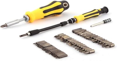 Schroevendraaierset - Reparatieset Gereedschap - Apparaten Repareren - 57 Delig - 20 x 13 x 4.5 cm - Zwart Geel Zilver