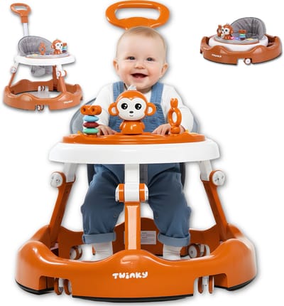 Twinky® Babywalker – Luxe Loopstoel met 3-delige speelset – Loopstoeltje voor Baby inclusief Voetenmat en Steel