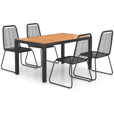 vidaXL - 5-delige - Tuinset - PVC-rattan - zwart - en - bruin