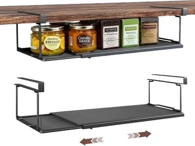 metalen hangmand, onderplank opbergmand, plank hangmand zonder boren voor keuken, kast, kantoor & voorraadkast (zwart, standaard)