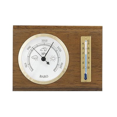 SELVA barometer, thermometer, mechanisch, analoog, 155 x 115 mm, rechthoekig, gemaakt in Duitsland
