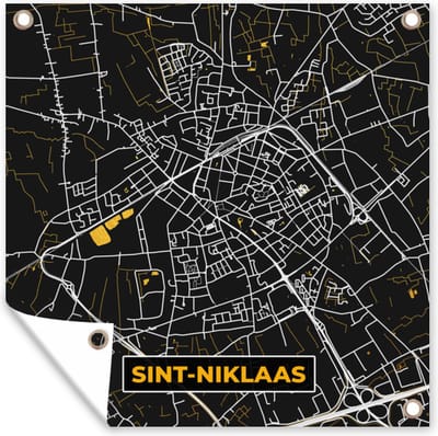 Tuin poster Sint-Niklaas - Plattegrond - Stadskaart - Goud - Kaart - 200x200 cm - Tuindoek