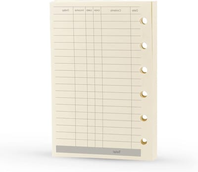 Planner Navulling A7 - Agenda Vullingen voor Financiële Administratie, 100gsm Papier, 6 Ring Systeem, Pocketformaat 4.84 x 3.23''