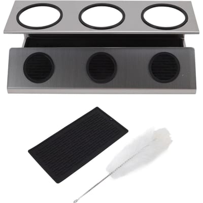 Égouttoir à Bouteilles en Acier Inoxydable 304 avec Coussin en Silicone Argenté 3 Trous Égouttoir à Bouteilles de Soda black