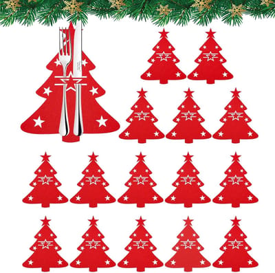 16-delige kerstbestekhouders, vilten kerstbestekhouders, kersttafeldecoratie voor mesvork eetstokjes kerstdecoratie voor feest
